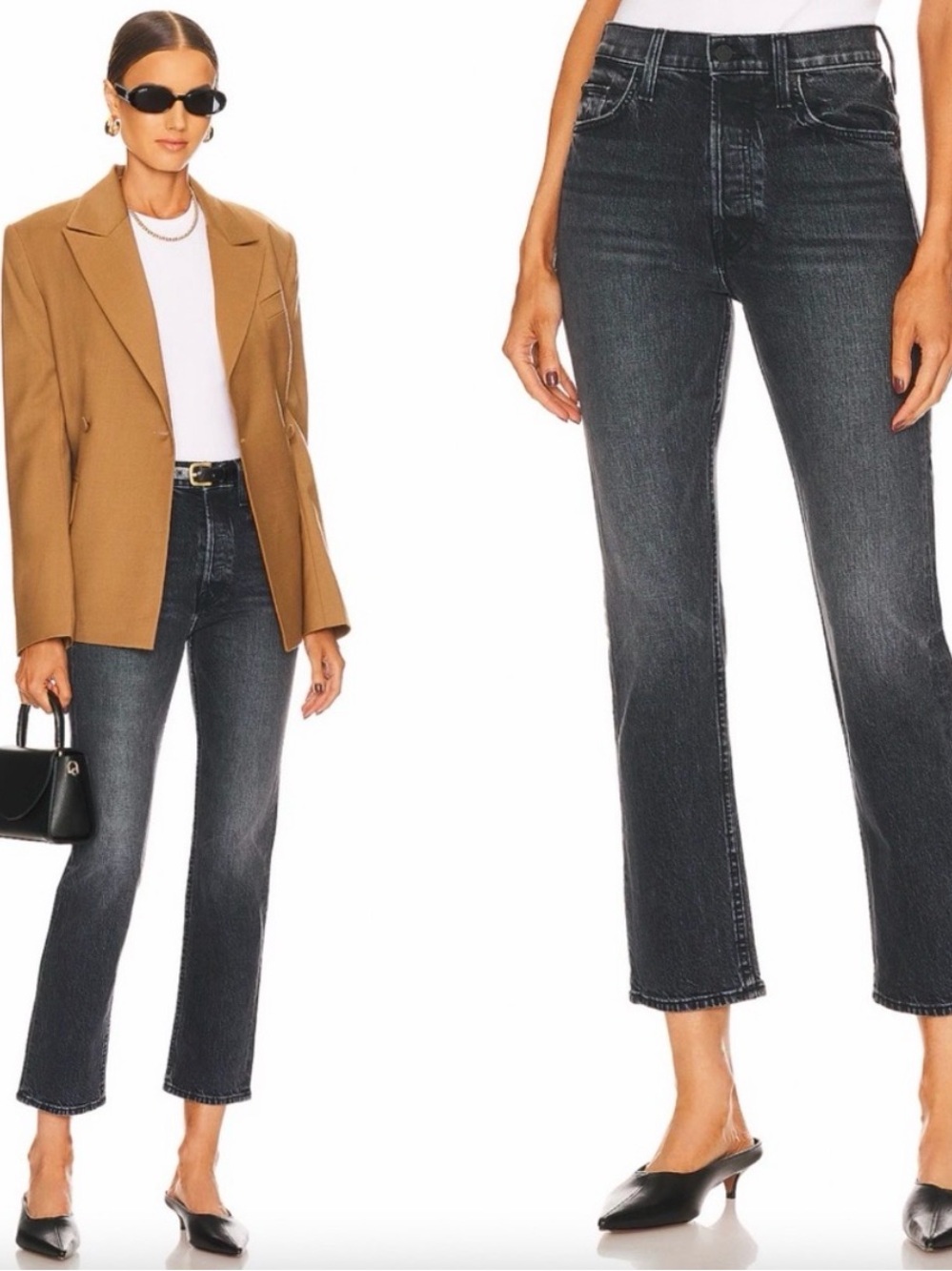 Mother The Tomcat Ankle Jeans Women's 30 High Rise Straight On The Fly Black